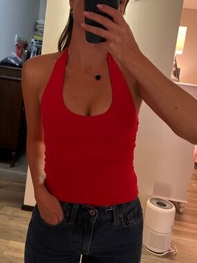 Red and white halter tank tops, bundled together! Size XS